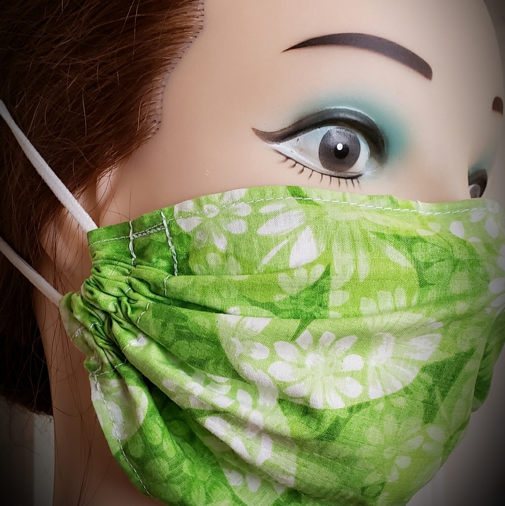 Colorful Lime Green Floral Face Mask